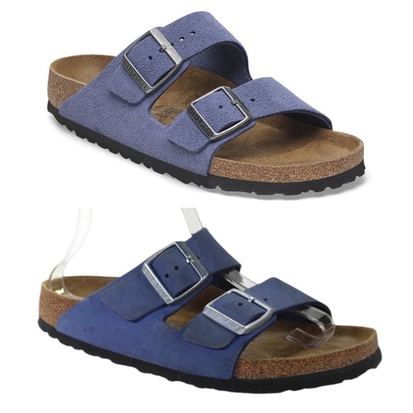 Birkenstock Shoes - Birkenstock Unisex Arizona Suede Leather Purple Dusk/Blue Double Strap Sandals💜